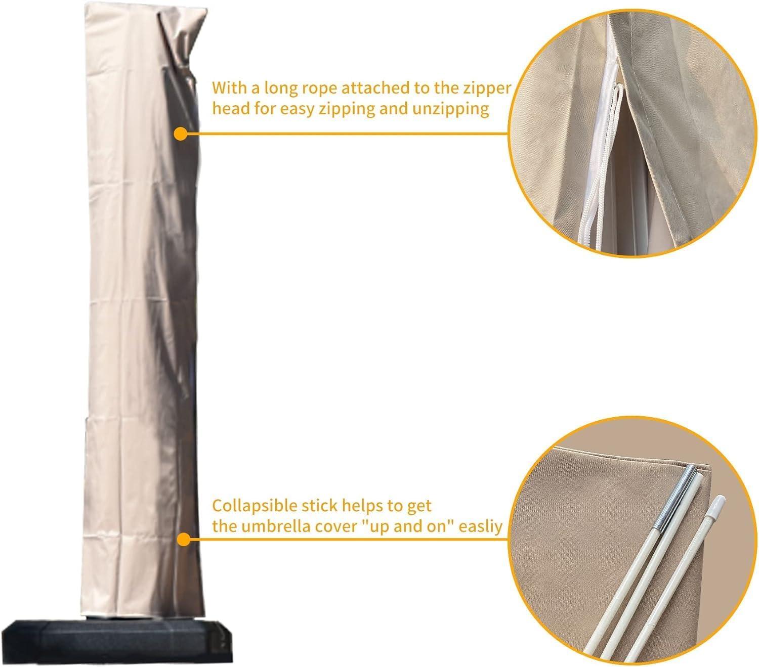 image:imagePURPLE LEAF Patio Umbrella Parasol Cover UV Resistant Outdoor Offset Cantilever Umbrella Cover with Zipper and Rod Navy BlueBeige