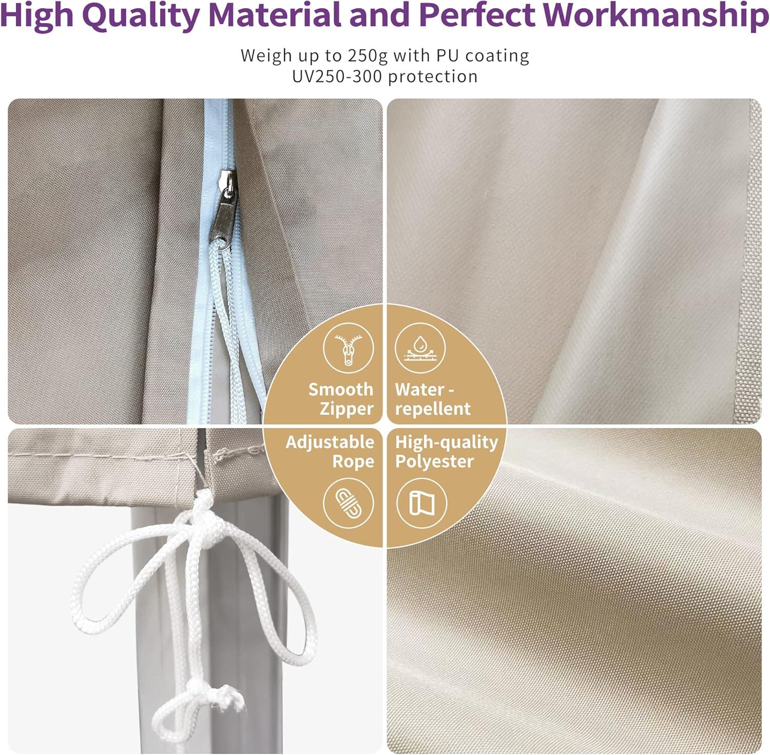image:imagePURPLE LEAF Patio Umbrella Parasol Cover UV Resistant Outdoor Offset Cantilever Umbrella Cover with Zipper and Rod Navy BlueGrey