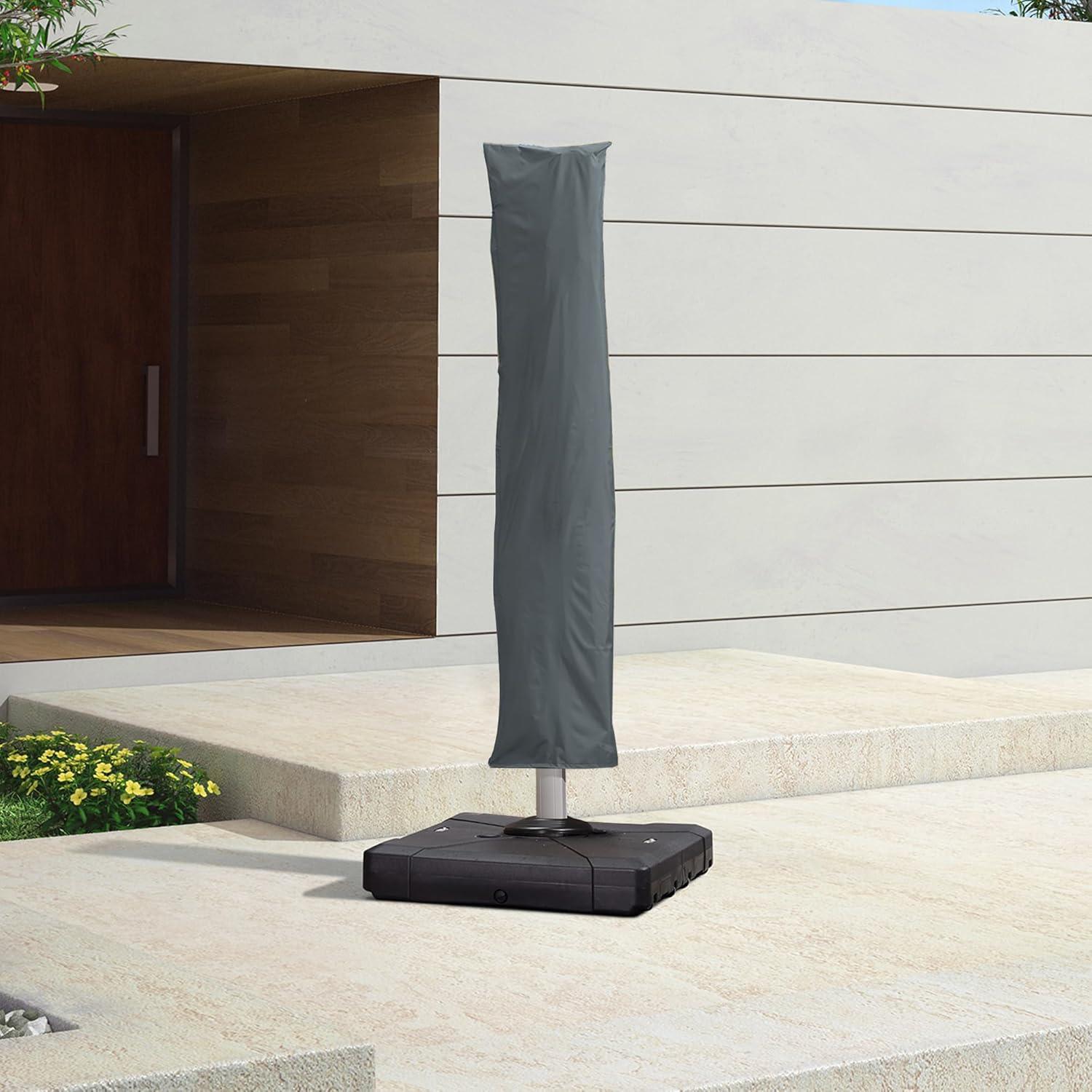 image:imagePURPLE LEAF Patio Umbrella Parasol Cover UV Resistant Outdoor Offset Cantilever Umbrella Cover with Zipper and Rod Navy BlueGrey