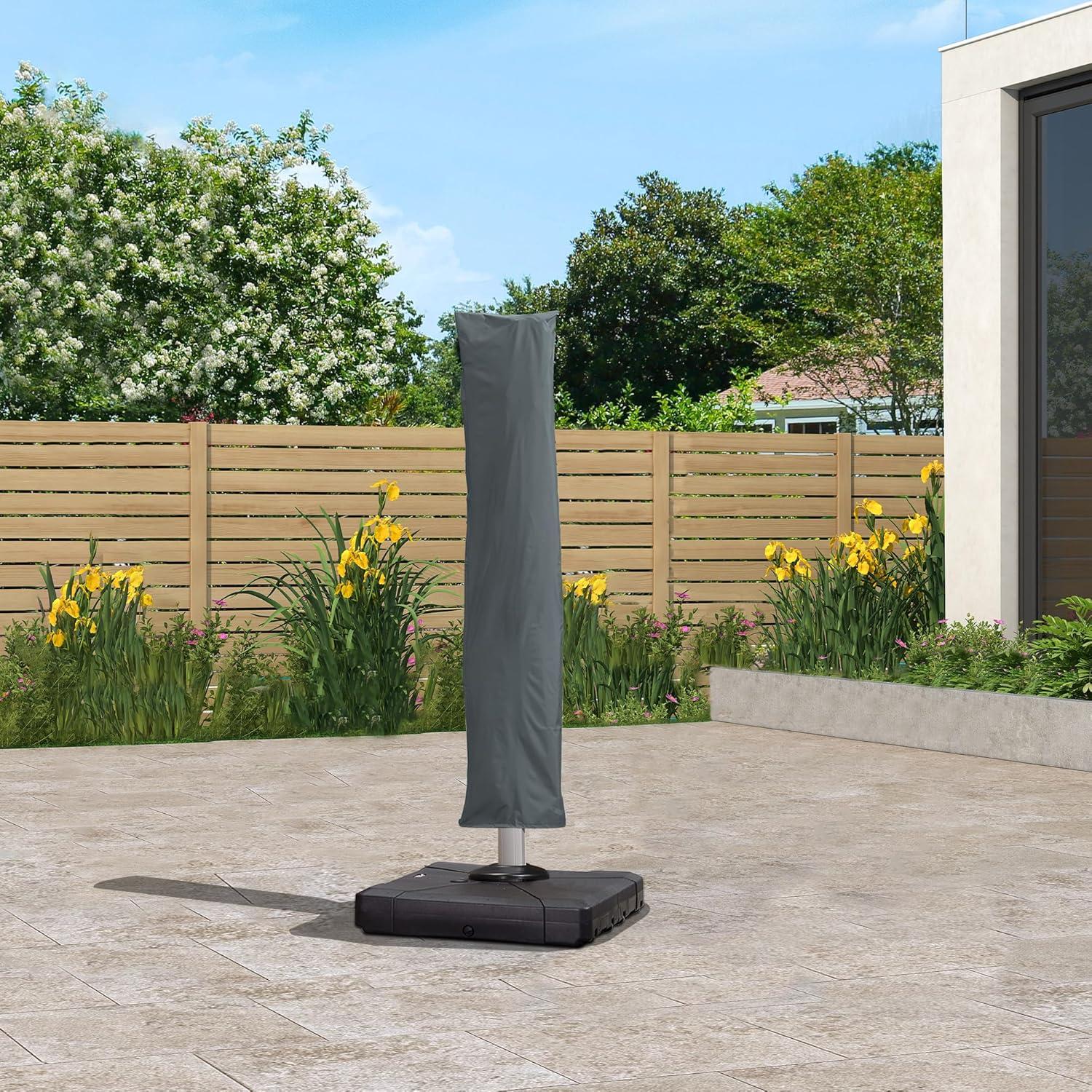 image:imagePURPLE LEAF Patio Umbrella Parasol Cover UV Resistant Outdoor Offset Cantilever Umbrella Cover with Zipper and Rod Navy BlueLight Grey