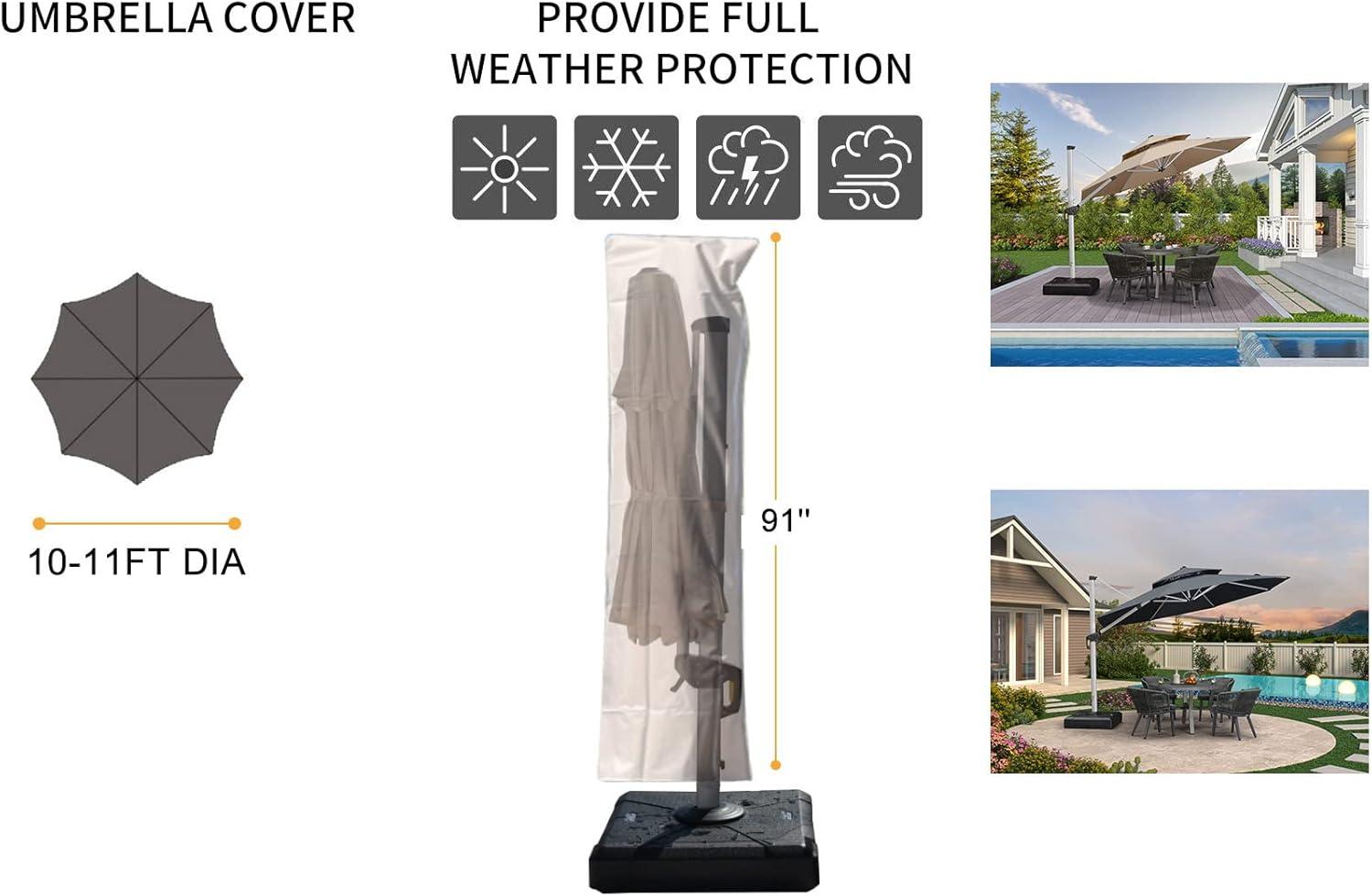 image:imagePURPLE LEAF Patio Umbrella Parasol Cover UV Resistant Outdoor Offset Cantilever Umbrella Cover with Zipper and Rod Navy BlueNavy Blue