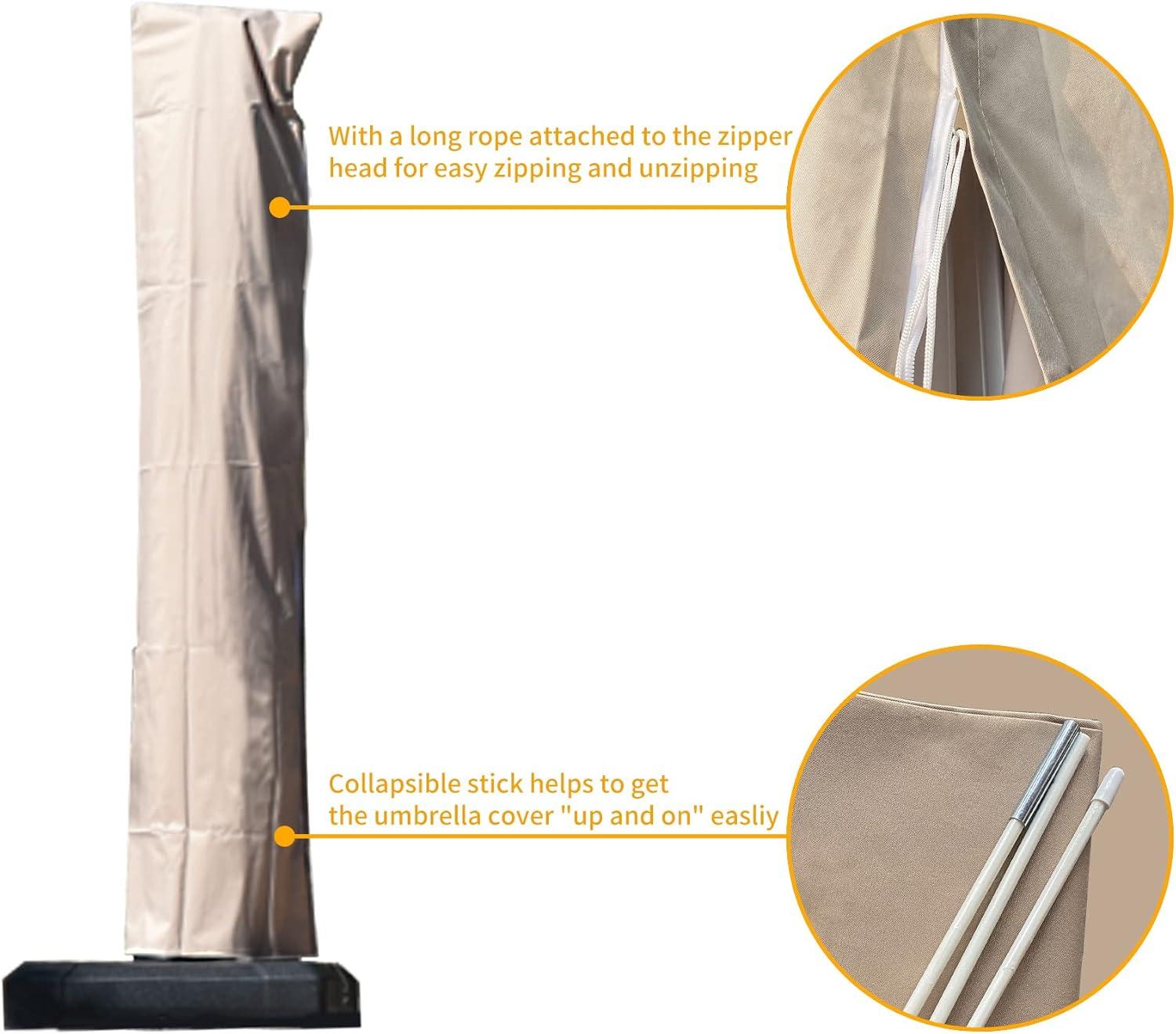image:imagePURPLE LEAF Patio Umbrella Parasol Cover UV Resistant Outdoor Offset Cantilever Umbrella Cover with Zipper and Rod Navy BlueTerra