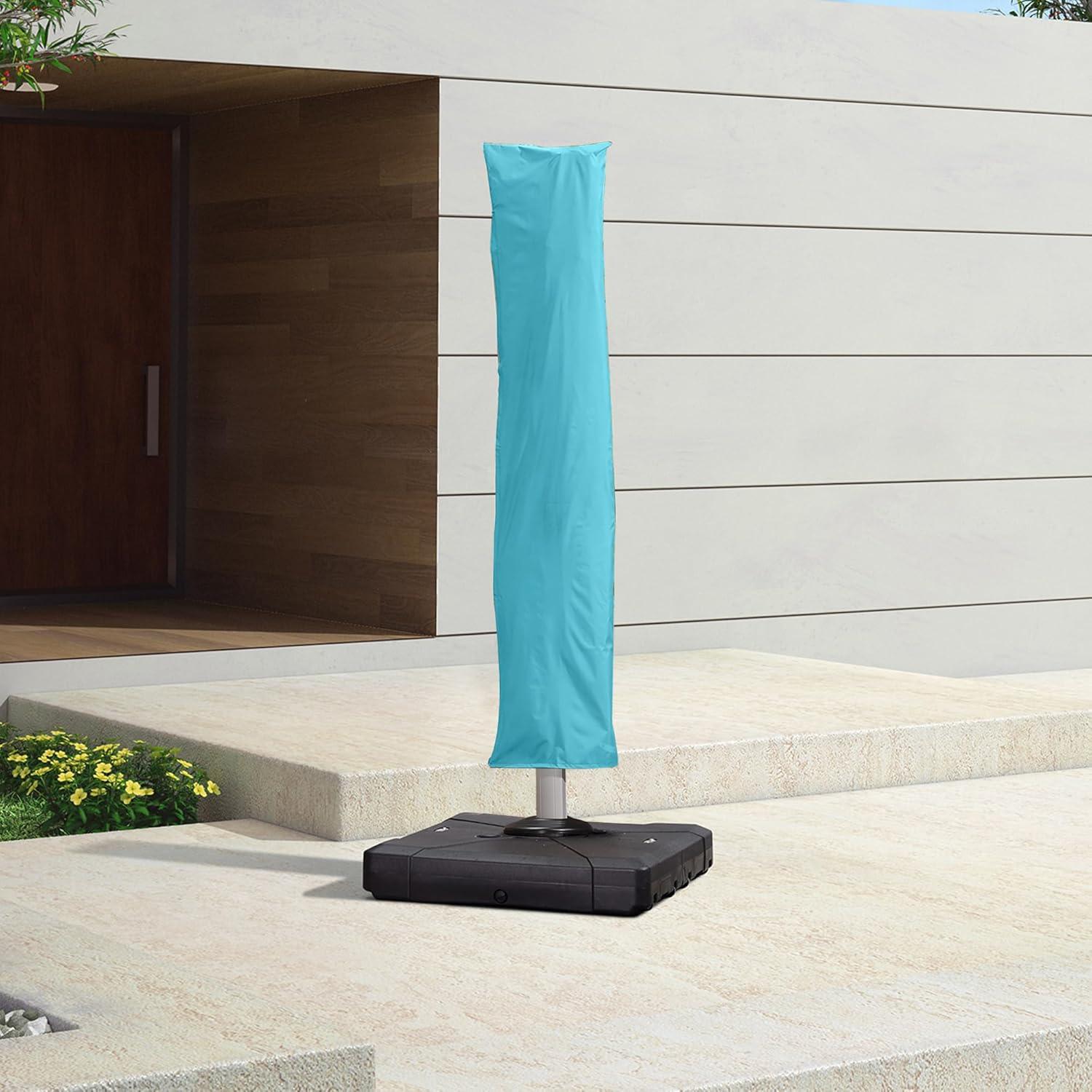 image:imagePURPLE LEAF Patio Umbrella Parasol Cover UV Resistant Outdoor Offset Cantilever Umbrella Cover with Zipper and Rod Navy BlueTurquoise Blue