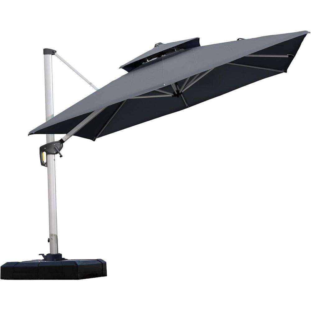 image:imagePURPLE LEAF 10 X 13 Patio Umbrella Outdoor Rectangle Umbrella Large Cantilever Umbrella Windproof Offset Heavy Duty Sun for Garden Deck Pool Patio BeigeGrey