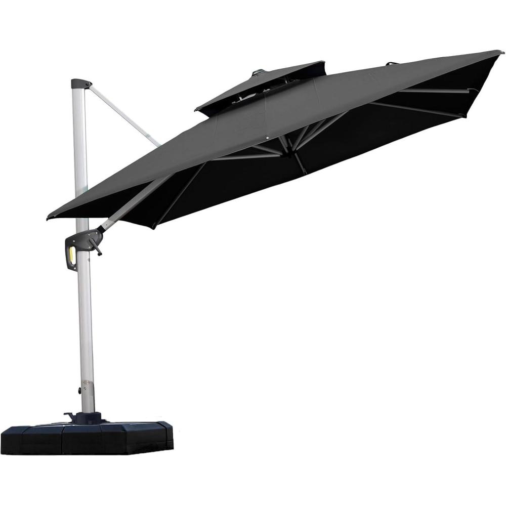 image:imagePURPLE LEAF 10 X 13 Patio Umbrella Outdoor Rectangle Umbrella Large Cantilever Umbrella Windproof Offset Heavy Duty Sun for Garden Deck Pool Patio BeigeBlack