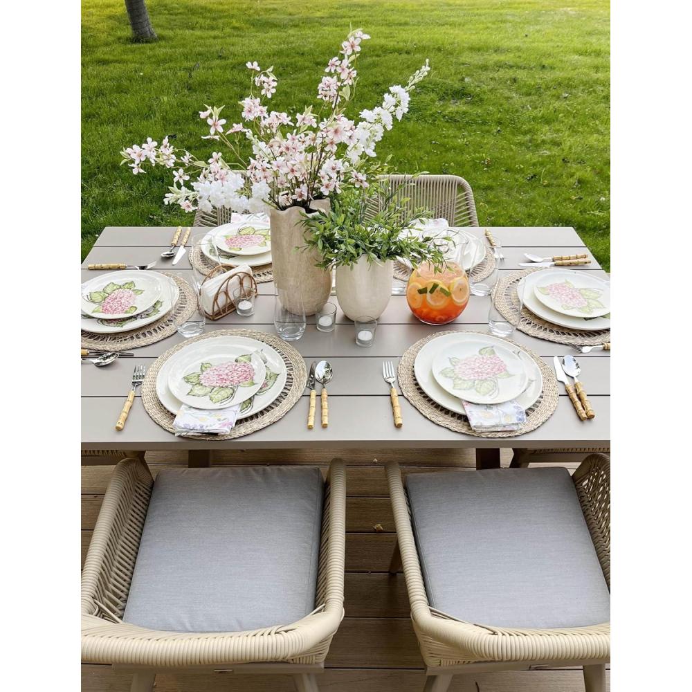 image:imagePURPLE LEAF 11 Pieces Outdoor Dining Set AllWeather PE Rattan Outdoor Patio Furniture Set with All Aluminum Frame Rectangular Table and Chairs Set for Lawn Garden Backyard Deck ChampagneChampagne Square Backrest
