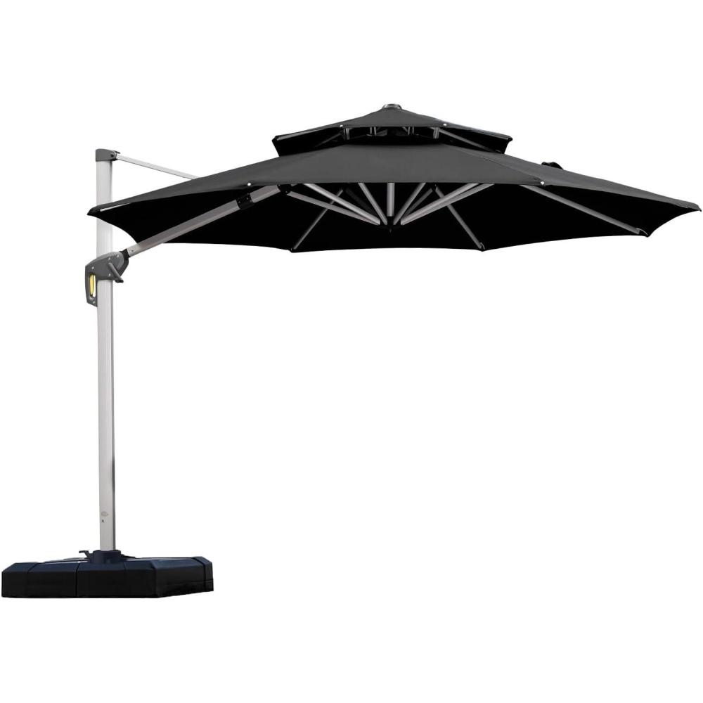 image:imagePURPLE LEAF 13 Feet Double Top Round Deluxe Patio Umbrella Offset Hanging Umbrella Outdoor Market Umbrella Garden Umbrella Turquoise BlueBlack