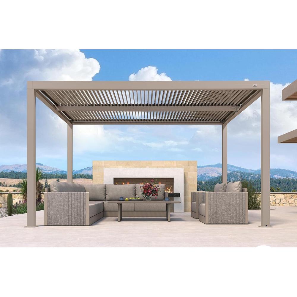image:imagePURPLE LEAF Louvered Pergola 12 24 Outdoor Hardtop Gazebo Adjustable Aluminum Sun Shade for Deck Garden Backyard Patio Retractable Roof CanopyAluminum