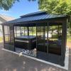 image:imagePURPLE LEAF 10 X 12 Permanent Hardtop Gazebo Aluminum Gazebo with Galvanized Steel Double Roof for Patio Lawn and Garden Curtains and Netting Included Greyw Brown Screen