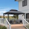 image:imagePURPLE LEAF 10 X 12 Permanent Hardtop Gazebo Aluminum Gazebo with Galvanized Steel Double Roof for Patio Lawn and Garden Curtains and Netting Included GreyGrey Frame Only