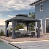 image:imagePURPLE LEAF 10 X 12 Permanent Hardtop Gazebo Aluminum Gazebo with Galvanized Steel Double Roof for Patio Lawn and Garden Curtains and Netting Included GreyNavy Blue