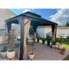 image:imagePURPLE LEAF 10 X 12 Permanent Hardtop Gazebo Aluminum Gazebo with Galvanized Steel Double Roof for Patio Lawn and Garden Curtains and Netting Included GreyBeige