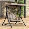 image:imagePURPLE LEAF 3Seat Deluxe Outdoor Patio Porch Swing with Weather Resistant Steel Frame Adjustable Tilt Canopy BeigeBeige
