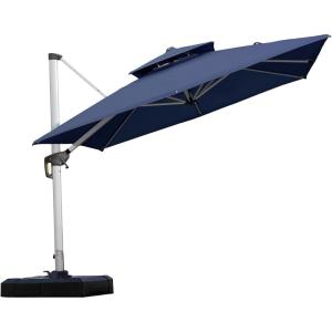 PURPLE LEAF 10′ X 13′ Patio Umbrella Outdoor Rectangle Umbrella Large Cantilever Umbrella Windproof Offset Heavy Duty Sun for Garden Deck Pool Patio, Beige(Navy Blue)