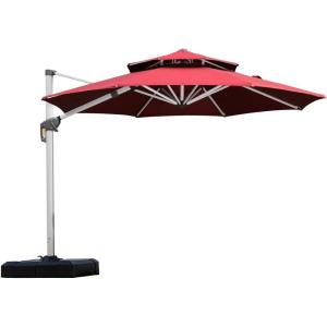PURPLE LEAF 13 Feet Double Top Round Deluxe Patio Umbrella Offset Hanging Umbrella Outdoor Market Umbrella Garden Umbrella, Turquoise Blue(Terra)