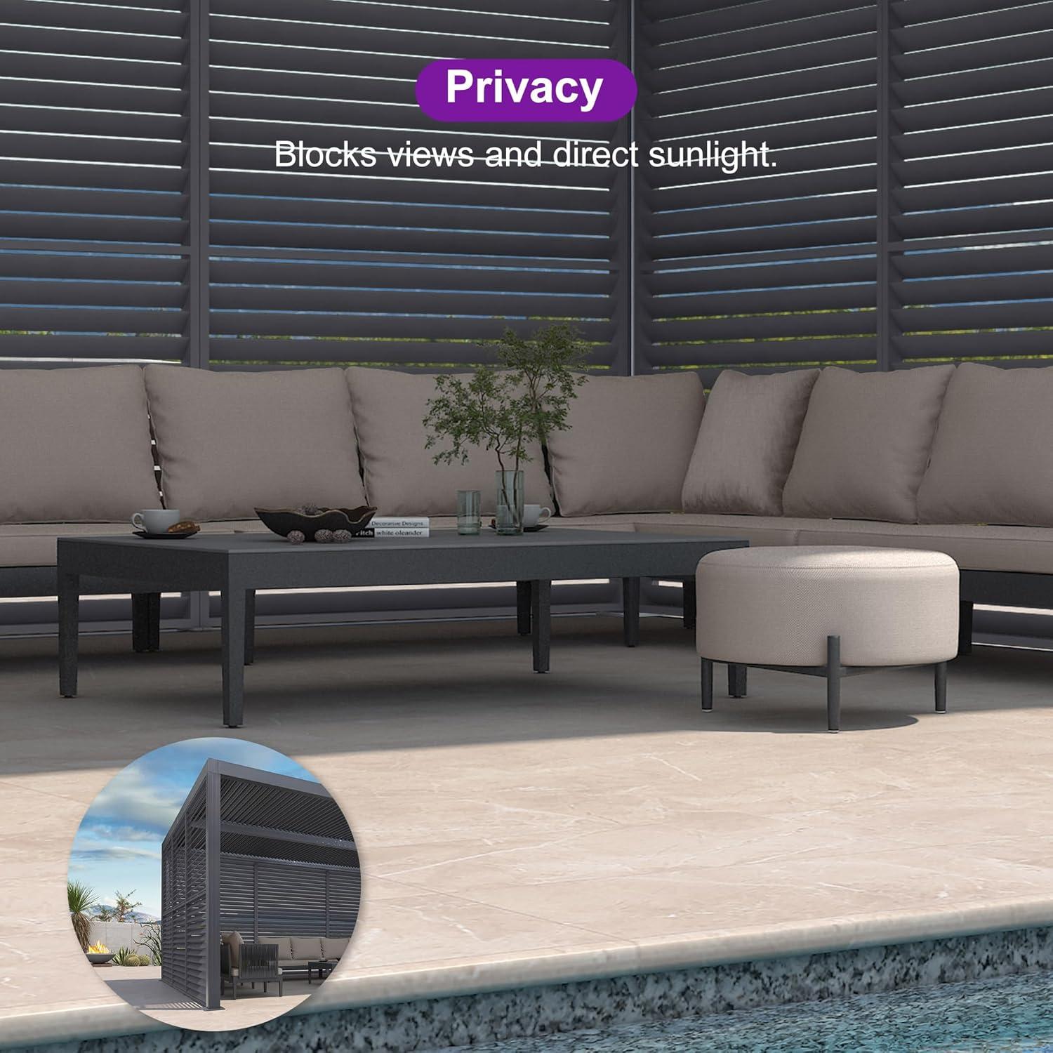 image:imagePURPLE LEAF Louvered Pergola 94AS 11 x 14 Outdoor Aluminum Pergola with Adjustable Roof for Deck Backyard Garden Grey Hardtop GazeboAluminum Aluminum Shutter Wall