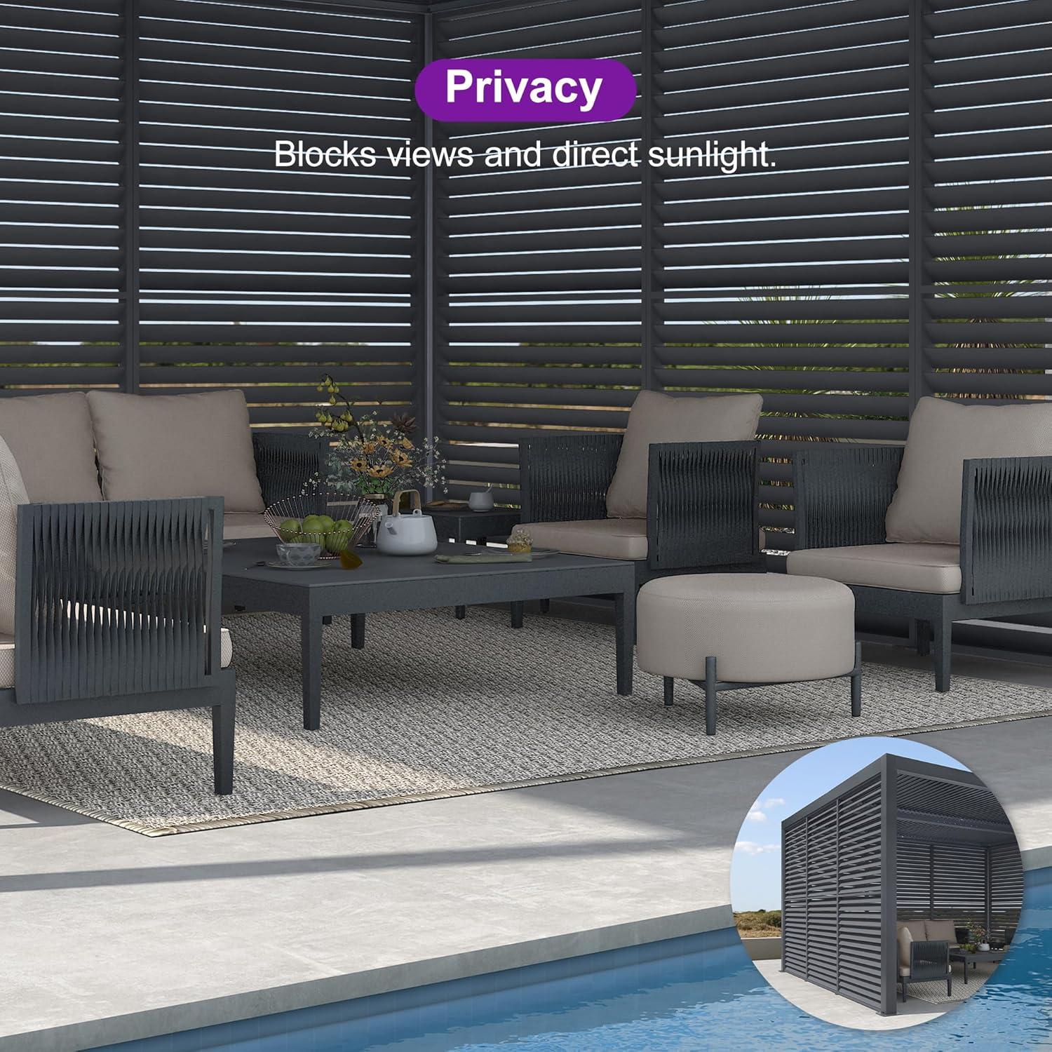 image:imagePURPLE LEAF Louvered Pergola 94AS 11 x 14 Outdoor Aluminum Pergola with Adjustable Roof for Deck Backyard Garden Grey Hardtop GazeboAluminum Aluminum Shutter Wall