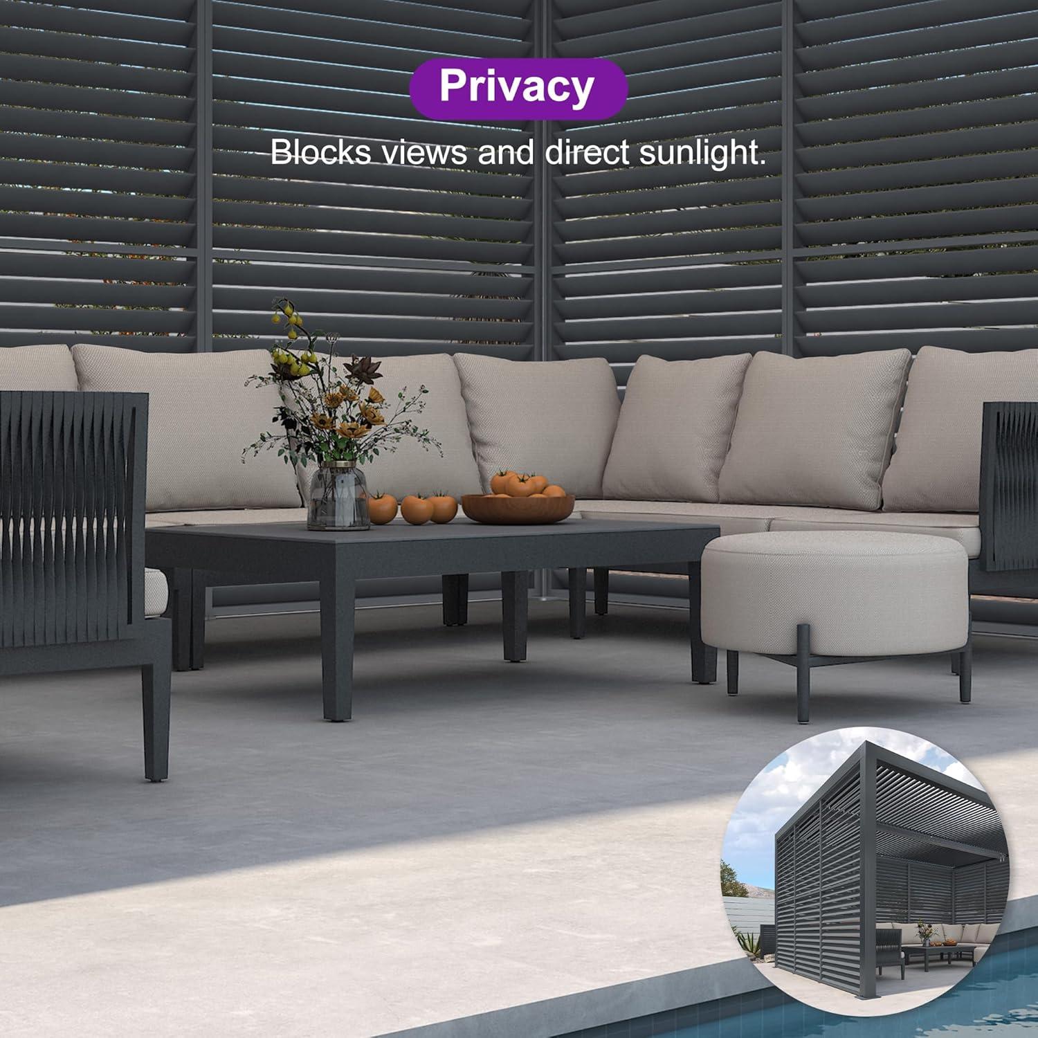image:imagePURPLE LEAF Louvered Pergola 94AS 11 x 14 Outdoor Aluminum Pergola with Adjustable Roof for Deck Backyard Garden Grey Hardtop GazeboAluminum Aluminum Shutter Wall