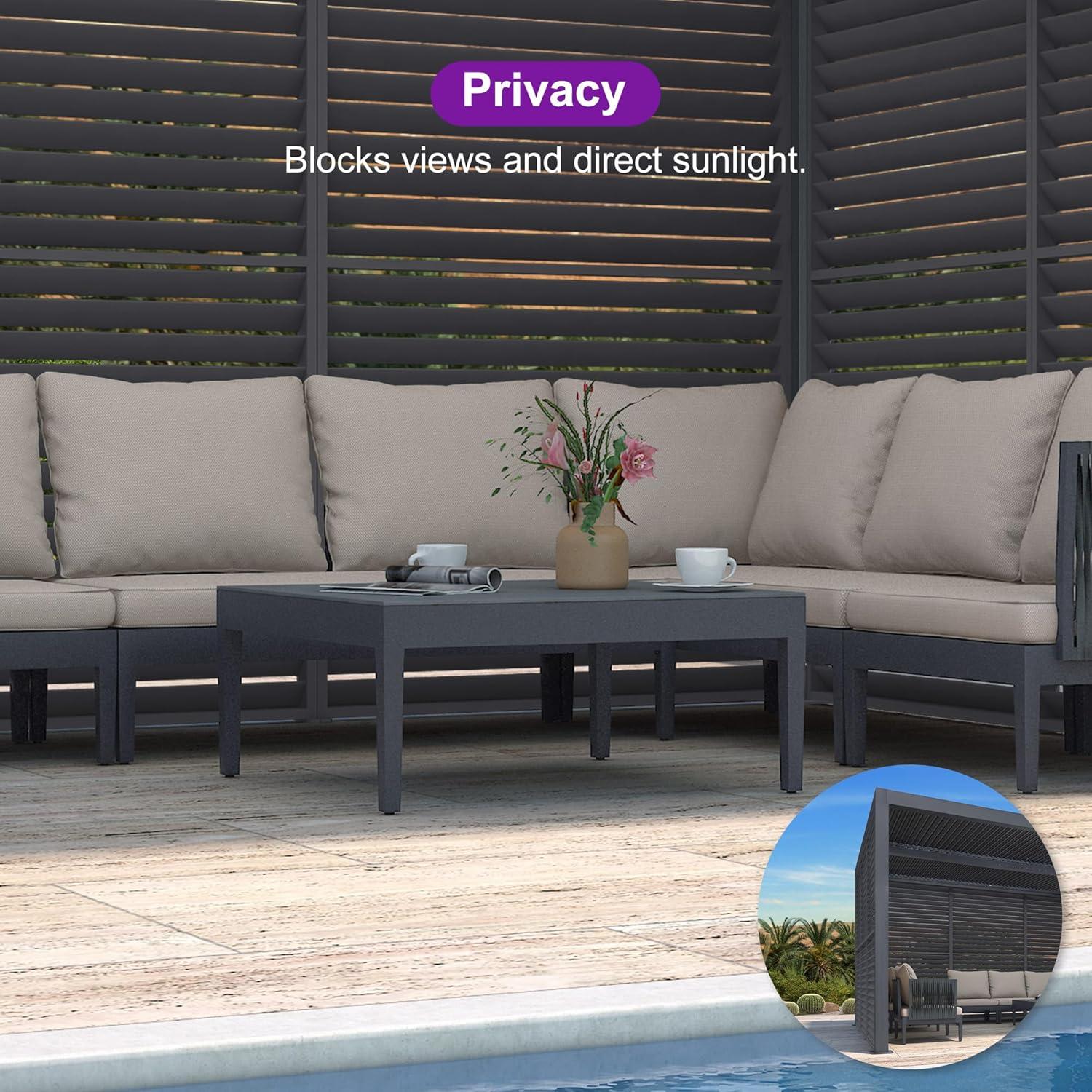 image:imagePURPLE LEAF Louvered Pergola 94AS 11 x 14 Outdoor Aluminum Pergola with Adjustable Roof for Deck Backyard Garden Grey Hardtop GazeboAluminum Aluminum Shutter Wall