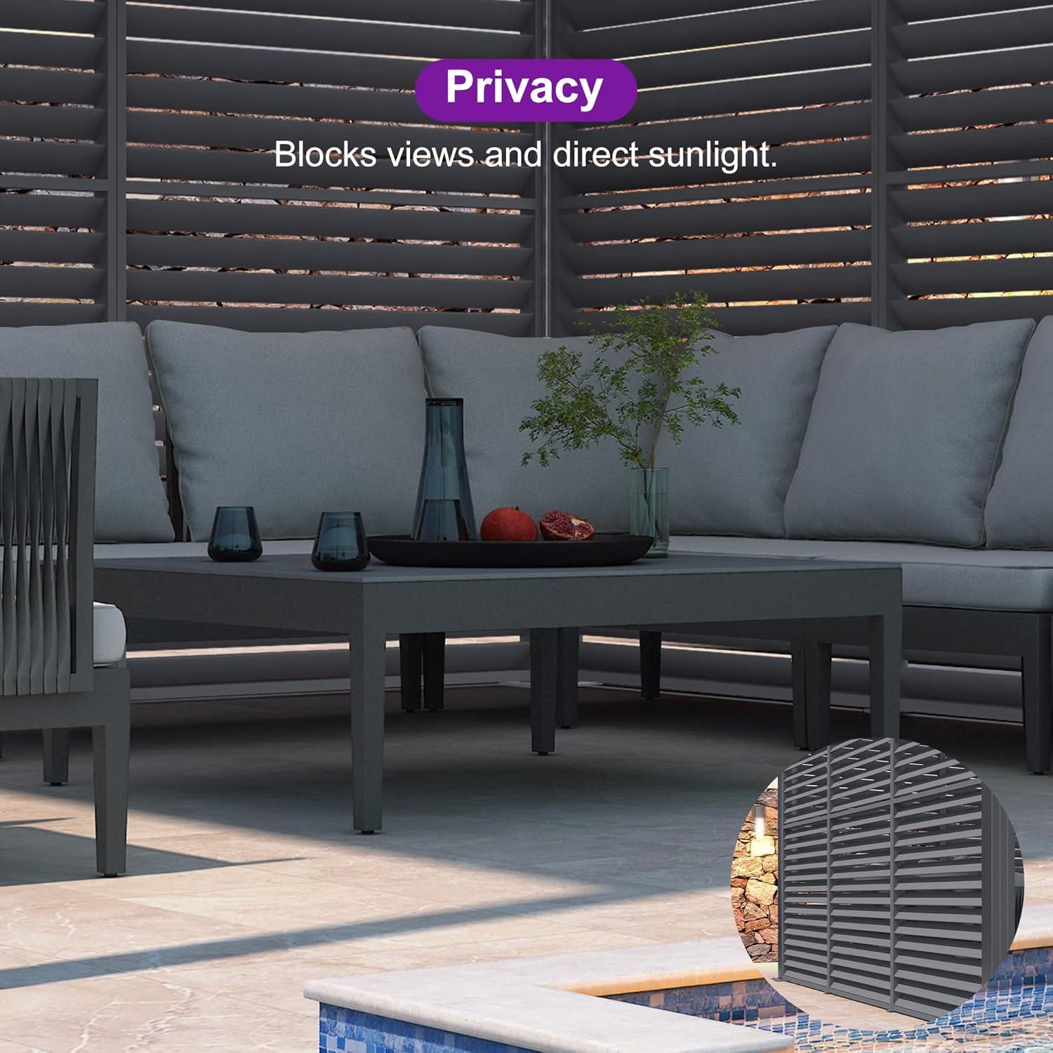image:imagePURPLE LEAF Louvered Pergola 94AS 11 x 14 Outdoor Aluminum Pergola with Adjustable Roof for Deck Backyard Garden Grey Hardtop GazeboAluminum Aluminum Shutter Wall