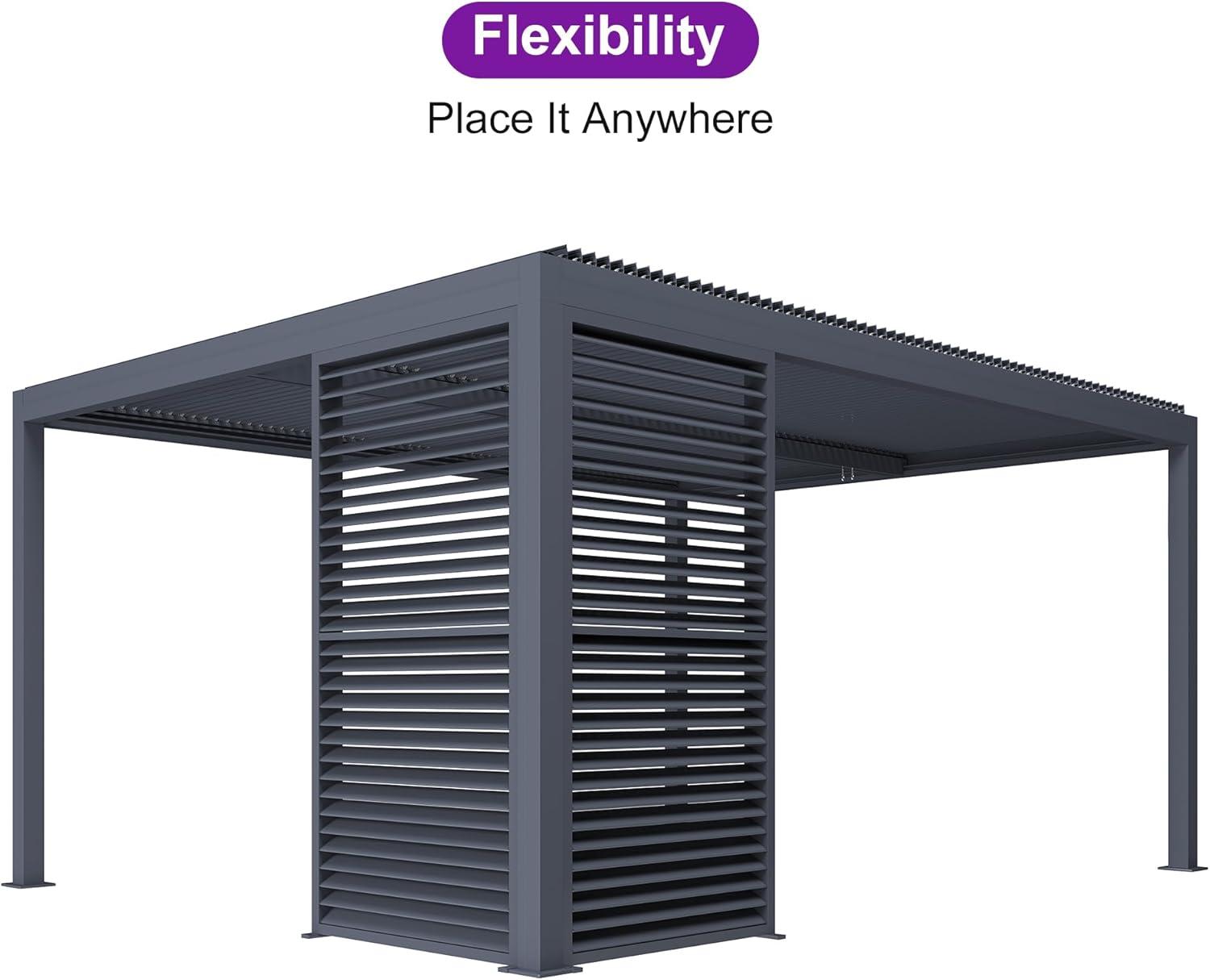 image:imagePURPLE LEAF Louvered Pergola 94AS 11 x 14 Outdoor Aluminum Pergola with Adjustable Roof for Deck Backyard Garden Grey Hardtop GazeboAluminum Aluminum Shutter Wall