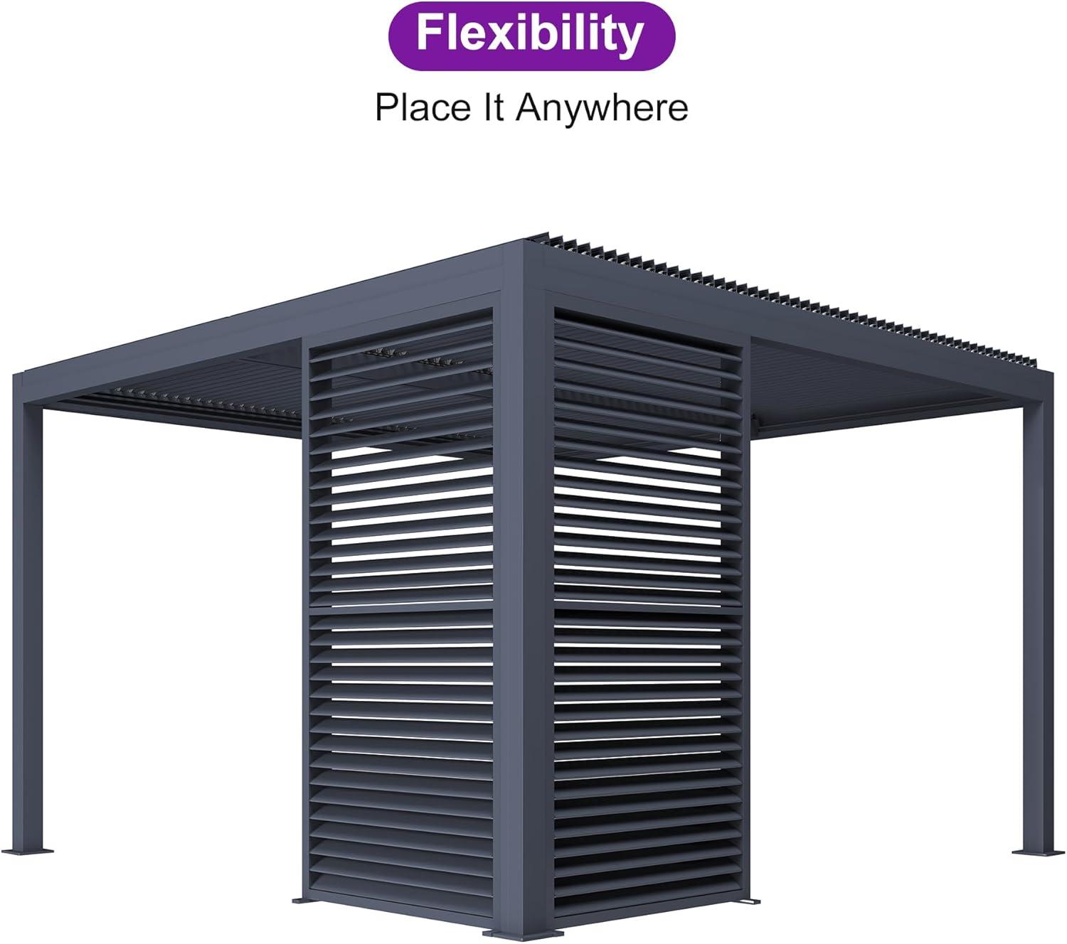 image:imagePURPLE LEAF Louvered Pergola 94AS 11 x 14 Outdoor Aluminum Pergola with Adjustable Roof for Deck Backyard Garden Grey Hardtop GazeboAluminum Aluminum Shutter Wall