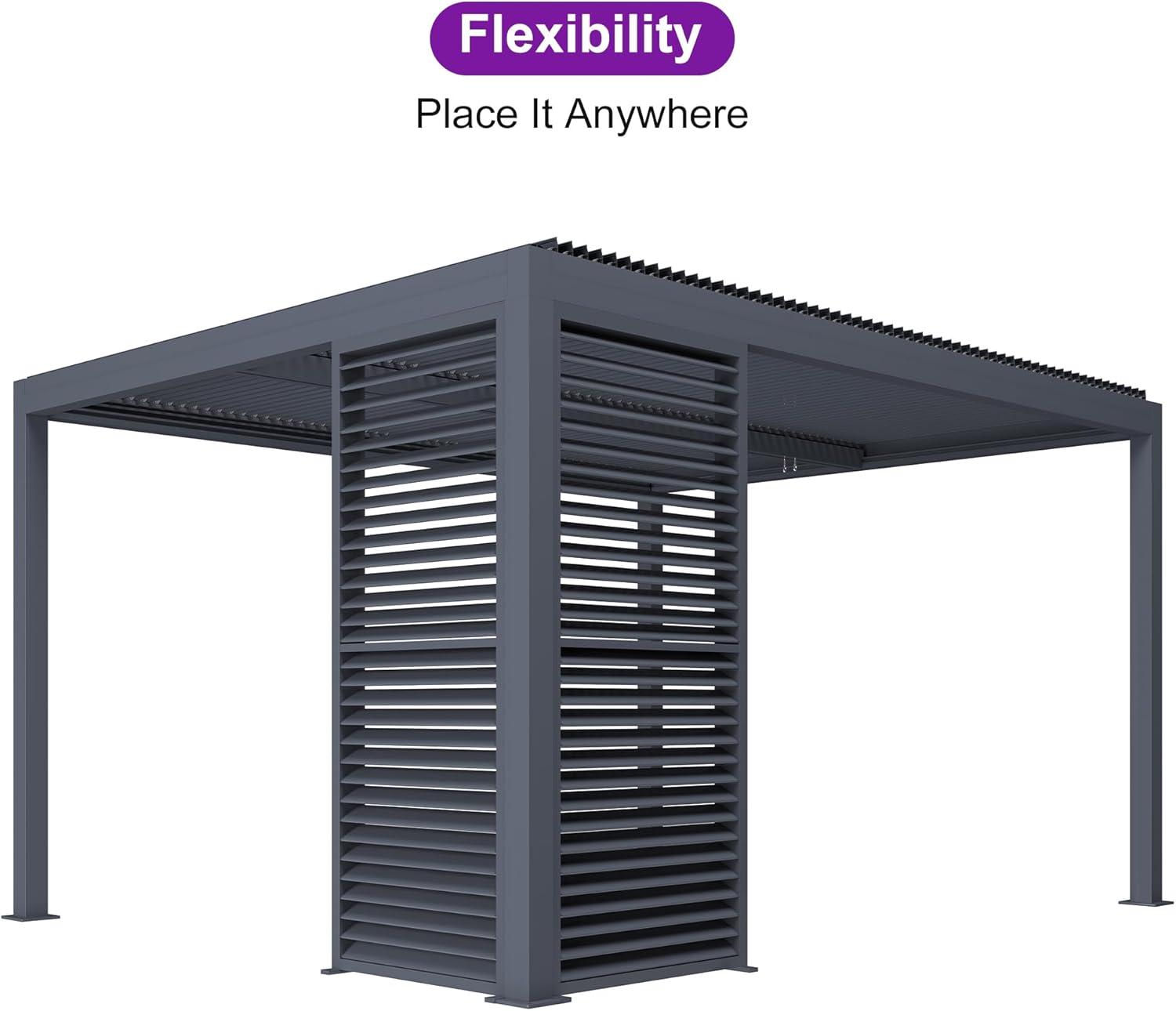 image:imagePURPLE LEAF Louvered Pergola 94AS 11 x 14 Outdoor Aluminum Pergola with Adjustable Roof for Deck Backyard Garden Grey Hardtop GazeboAluminum Aluminum Shutter Wall