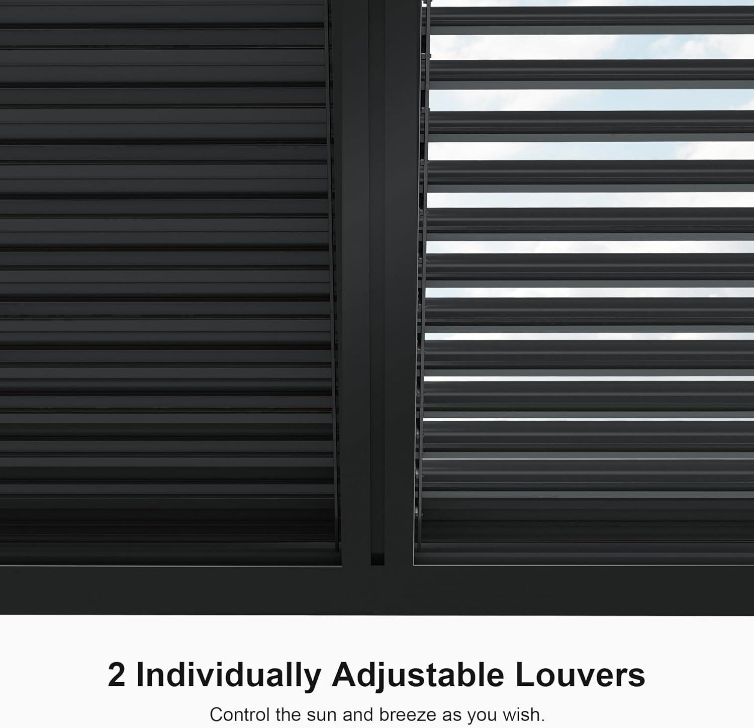 image:imagePURPLE LEAF Louvered Pergola 94AS 11 x 14 Outdoor Aluminum Pergola with Adjustable Roof for Deck Backyard Garden Grey Hardtop GazeboAluminum Aluminum Shutter Wall