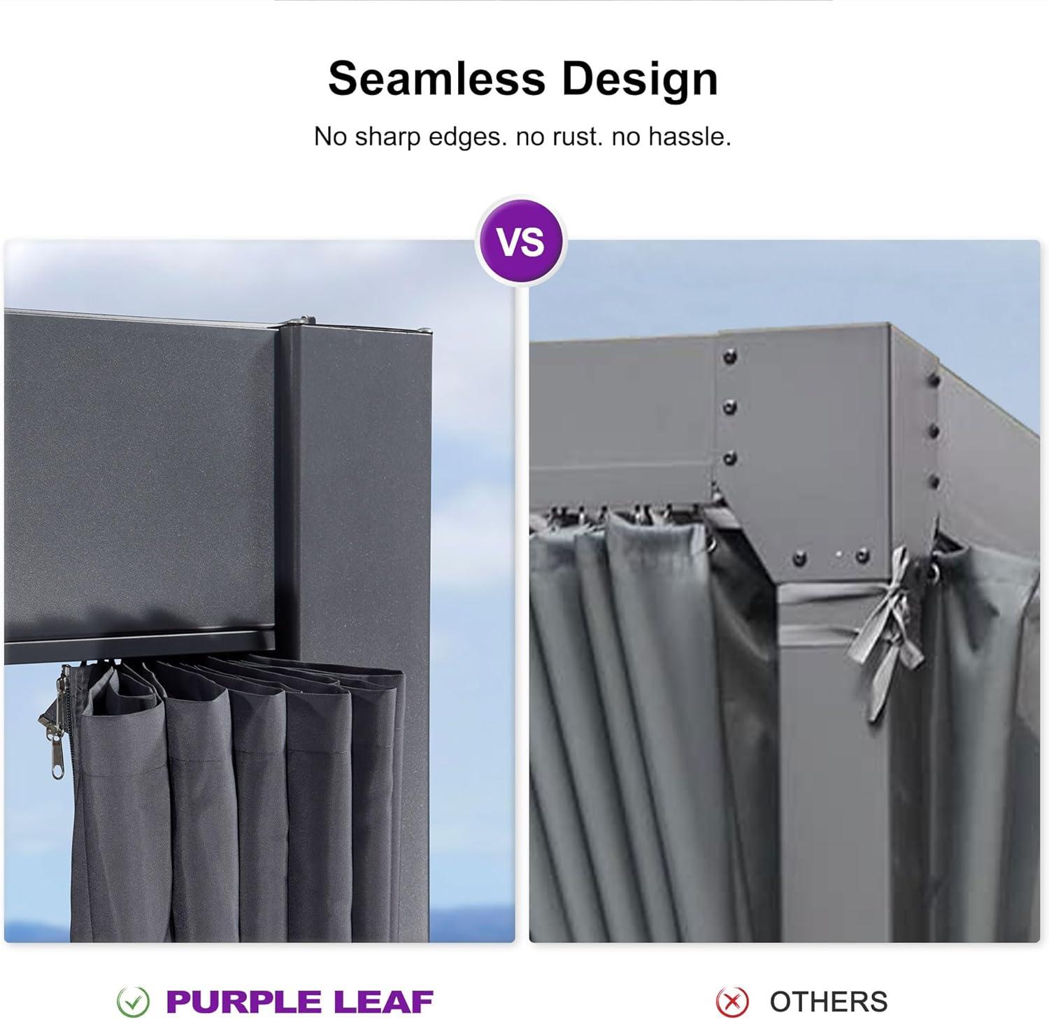 image:imagePURPLE LEAF Louvered Pergola 94AS 11 x 14 Outdoor Aluminum Pergola with Adjustable Roof for Deck Backyard Garden Grey Hardtop GazeboAluminum Polyester Curtain