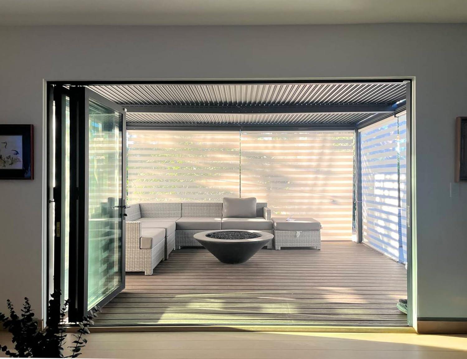 image:imagePURPLE LEAF Louvered Pergola 94AS 11 x 14 Outdoor Aluminum Pergola with Adjustable Roof for Deck Backyard Garden Grey Hardtop GazeboAluminum Textilene Shade Screen