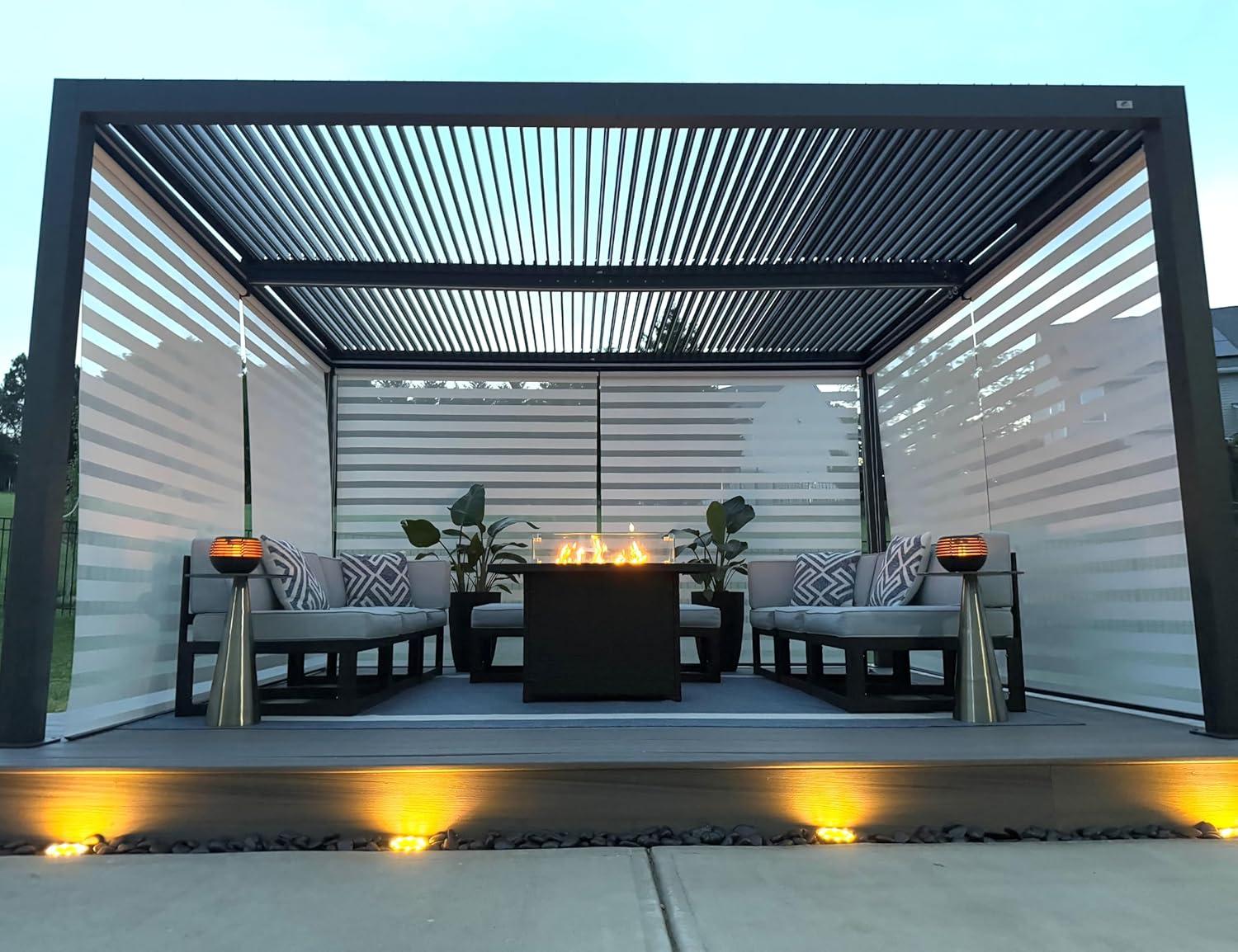 image:imagePURPLE LEAF Louvered Pergola 94AS 11 x 14 Outdoor Aluminum Pergola with Adjustable Roof for Deck Backyard Garden Grey Hardtop GazeboAluminum
