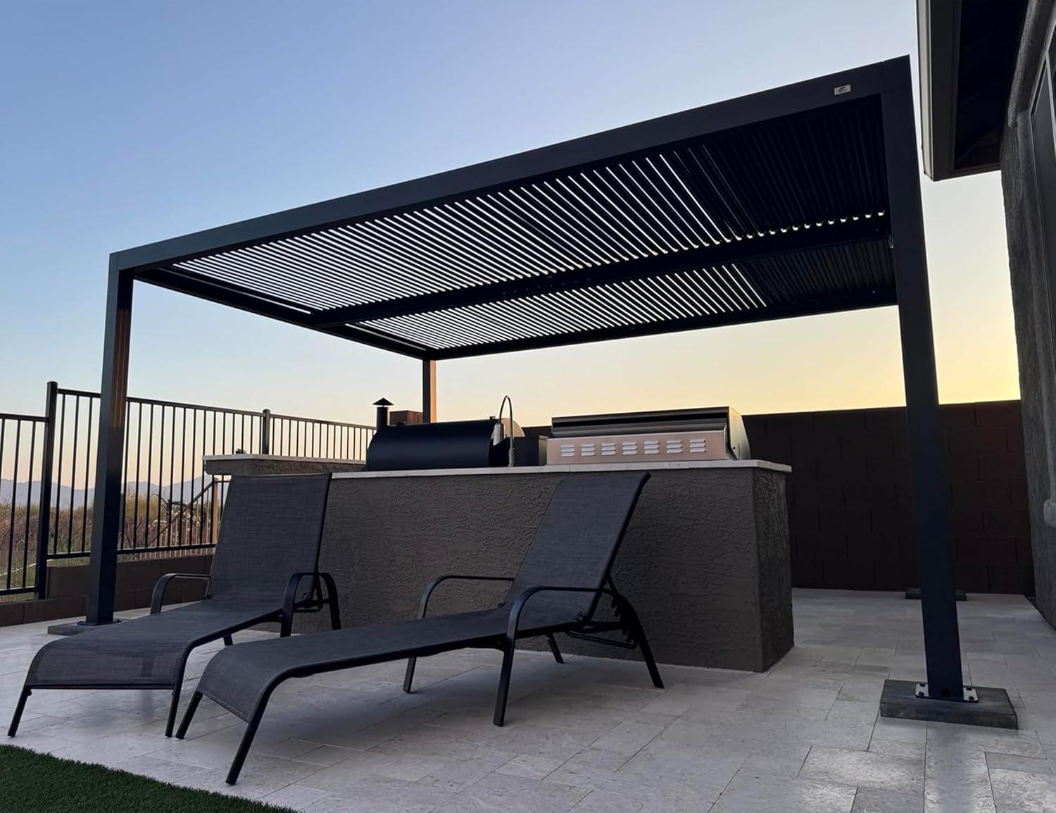 image:imagePURPLE LEAF Louvered Pergola 94AS 11 x 14 Outdoor Aluminum Pergola with Adjustable Roof for Deck Backyard Garden Grey Hardtop GazeboAluminum