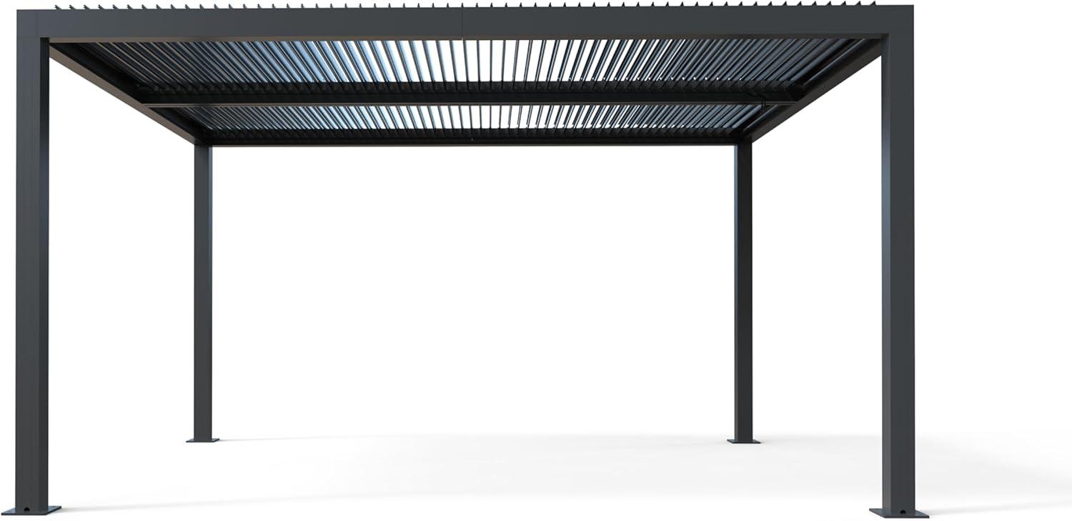 image:imagePURPLE LEAF Louvered Pergola 94AS 11 x 14 Outdoor Aluminum Pergola with Adjustable Roof for Deck Backyard Garden Grey Hardtop GazeboAluminum