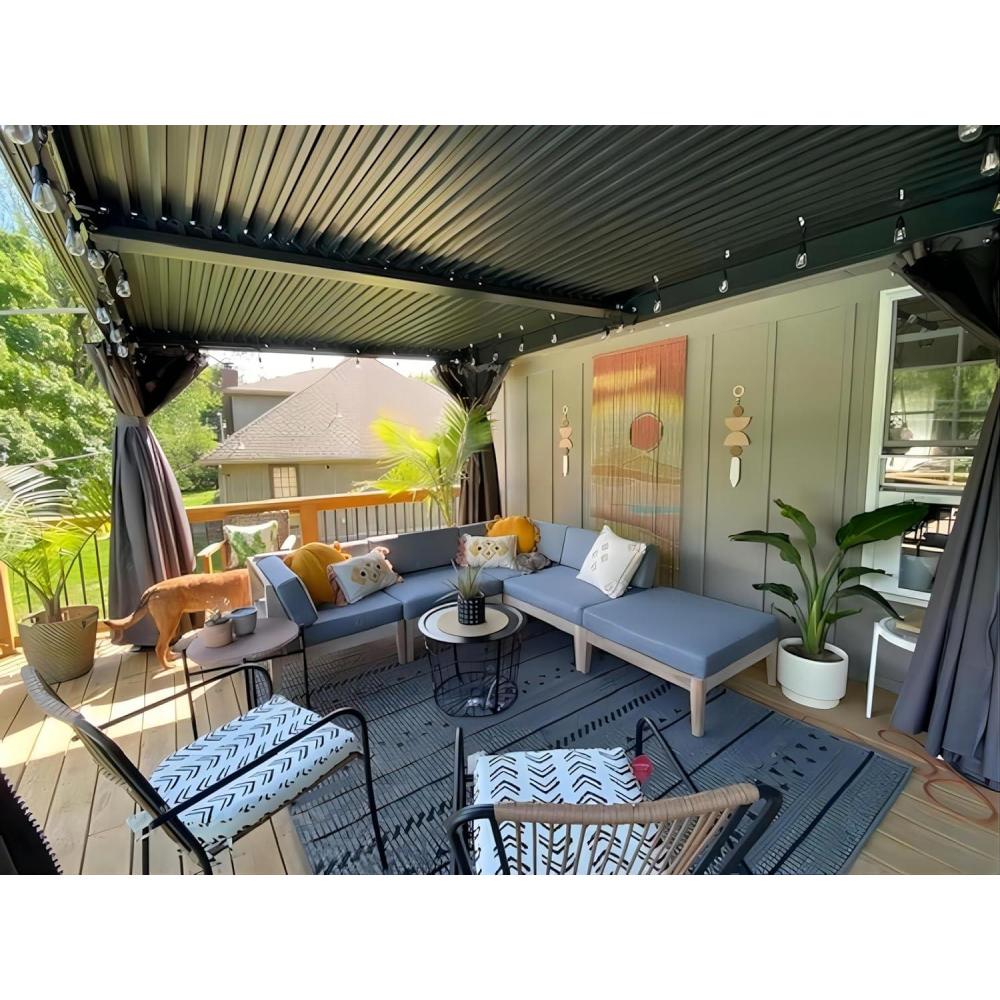 image:imagePURPLE LEAF Outdoor Louvered Pergola 10 13 Adjustable Metal Roof Hardtop Gazebo